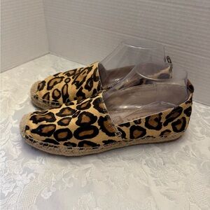 Sam Edelman 8M Khloe Leopard Calf Hair Espadrille shoe slip on classic preppy